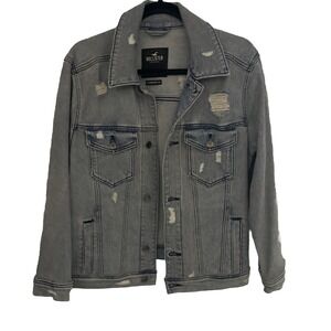HOLLISTER Jacket Woman's Medium Denim Jean Destroyed‎